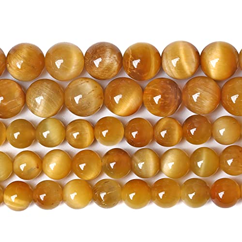 8mm 45PCS Natural Gold Tiger Eye Stone Beads for Jewelry Making DIY Bracelet
