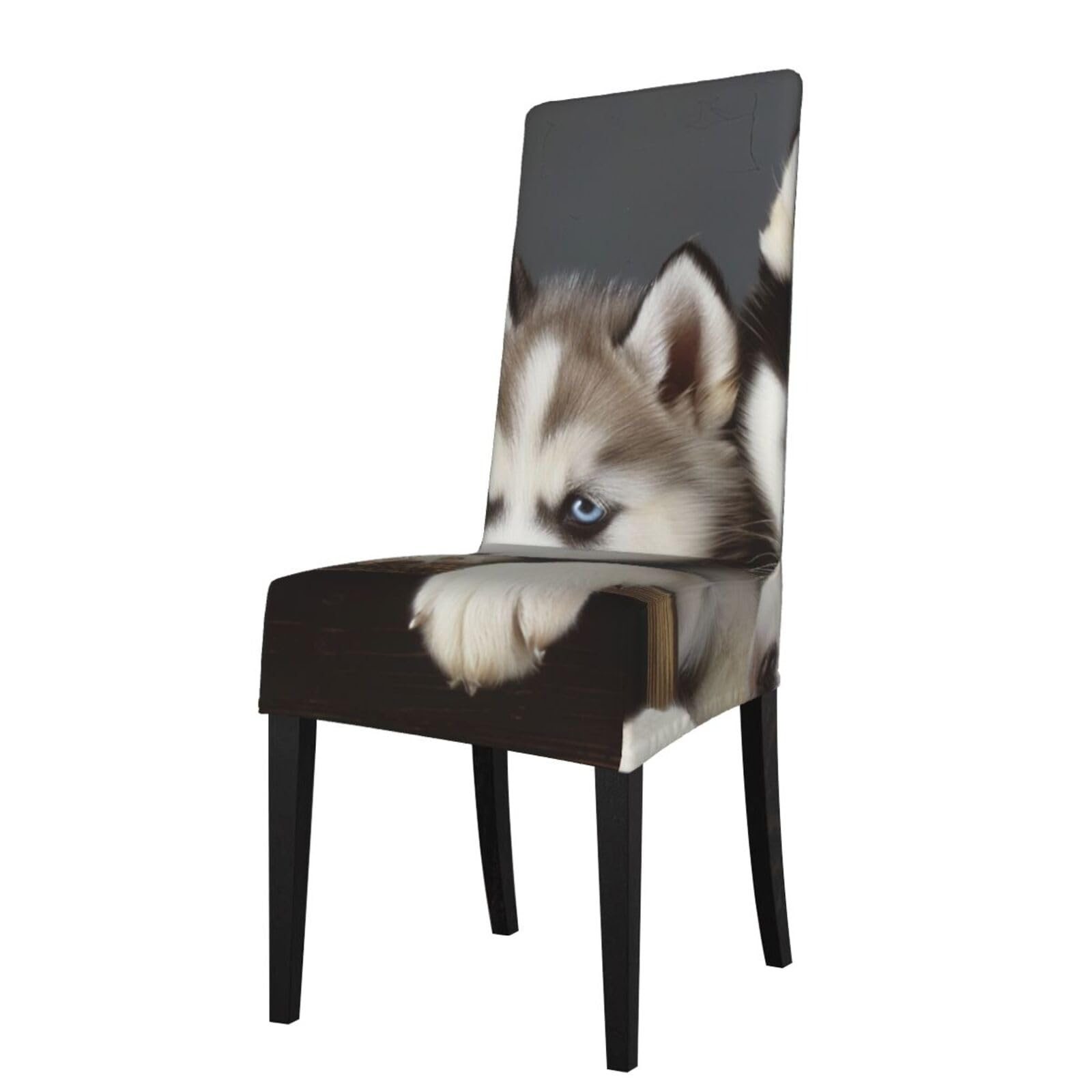 WPKJU Husky Puppies Dogs Print Dining Chair Covers Removable Chair Seat Covers Decorative for Kitchen & Bar Stools