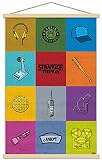 Trends International Netflix Stranger Things – Poster mural avec icônes minimalistes, 56,8 x 86,4 cm, impression de qualité supérieure et suspension en bois de hêtre