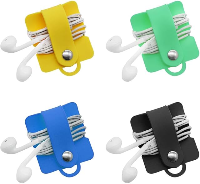SITAKE 4 Pcs Headphones Cord Organiser Holder, Earbuds Straps Holder, Headset Wrap Winder And Cord Manager Cable Winder, Keep The Cords And Usb Cable Wires From Getting Tangled