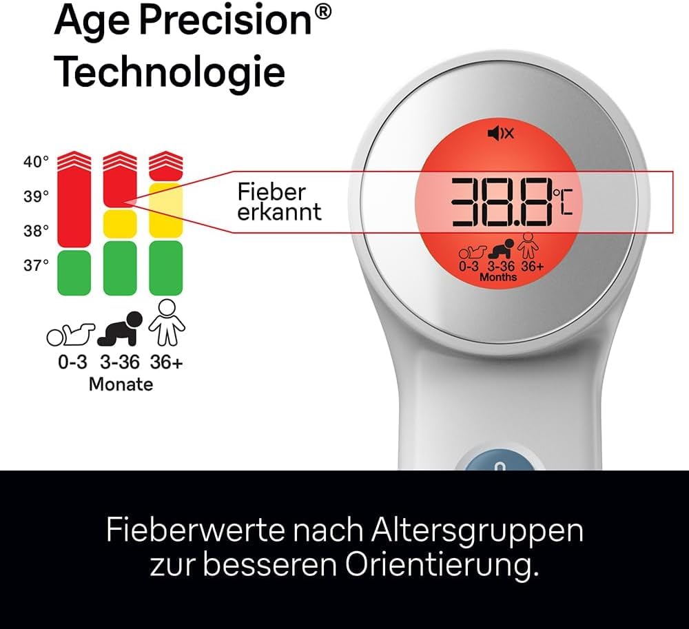 Braun Sensian 7 Kontaktloses Stirnthermometer | Age Precision Technologie | 3-in1 | Farbcodiertes Digitaldisplay | Geeignet für Babys und Kinder | Die #1 Marke bei Ärzten(1) | BNT400