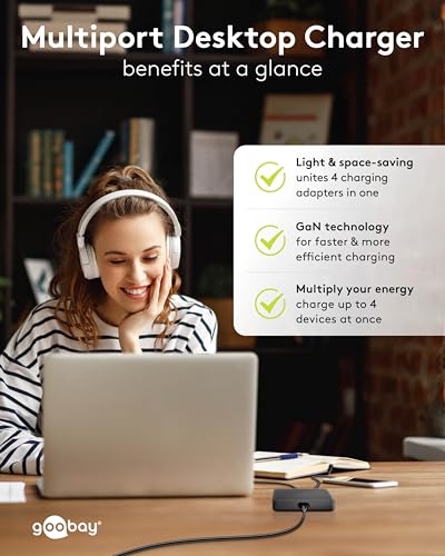Cargador USB-C multipuerto GaN 65W rápido compatible con Samsung 7