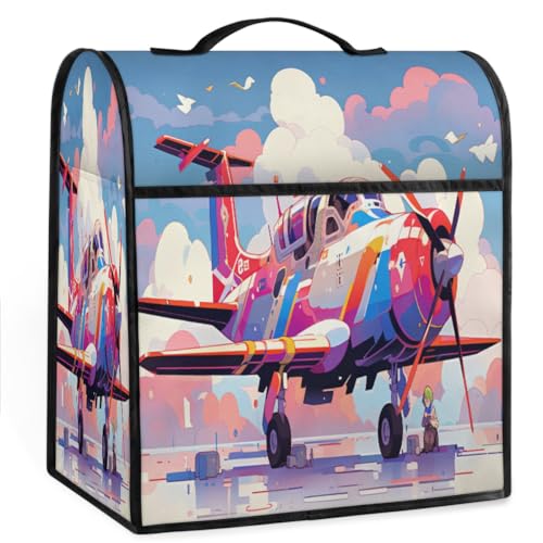 Coffee Maker Cover Watercolor Airplane Kitchen Appliance Covers Small Appliance Covers Blender Cover Juicer Cover Dust Covers for Kitchen Appliances with Top Handle and Pockets,Washable,B493