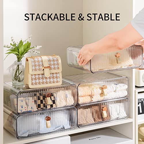 MSHOMELY Socks Underwear Drawer Organizer Dividers, 16 Cell Stackable Closet Organizer, Drawer Organizer for Clothing, Plastic Underwear Organizers and Storage for Baby Clothes, Bra, Ties, Belts - Thumbnail 3