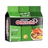 1 Case Set - Omachi Shrimp Sour and Hot Flavor Potato Instant Noodles - 5 Goi Mi Omachi Tom Chua Cay - 2.8 Oz per Bag x 5 Bags per Order