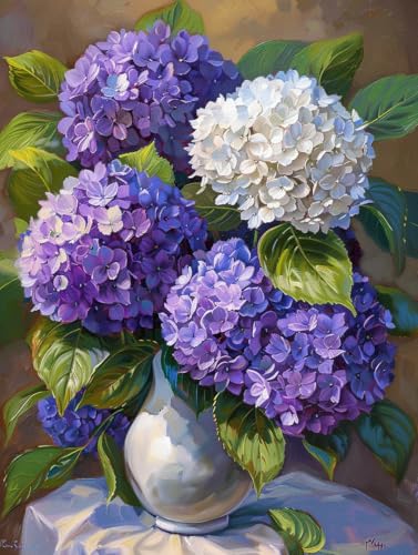 Kit peinture diamant 5D hortensias violets broderie complet 40x50cm