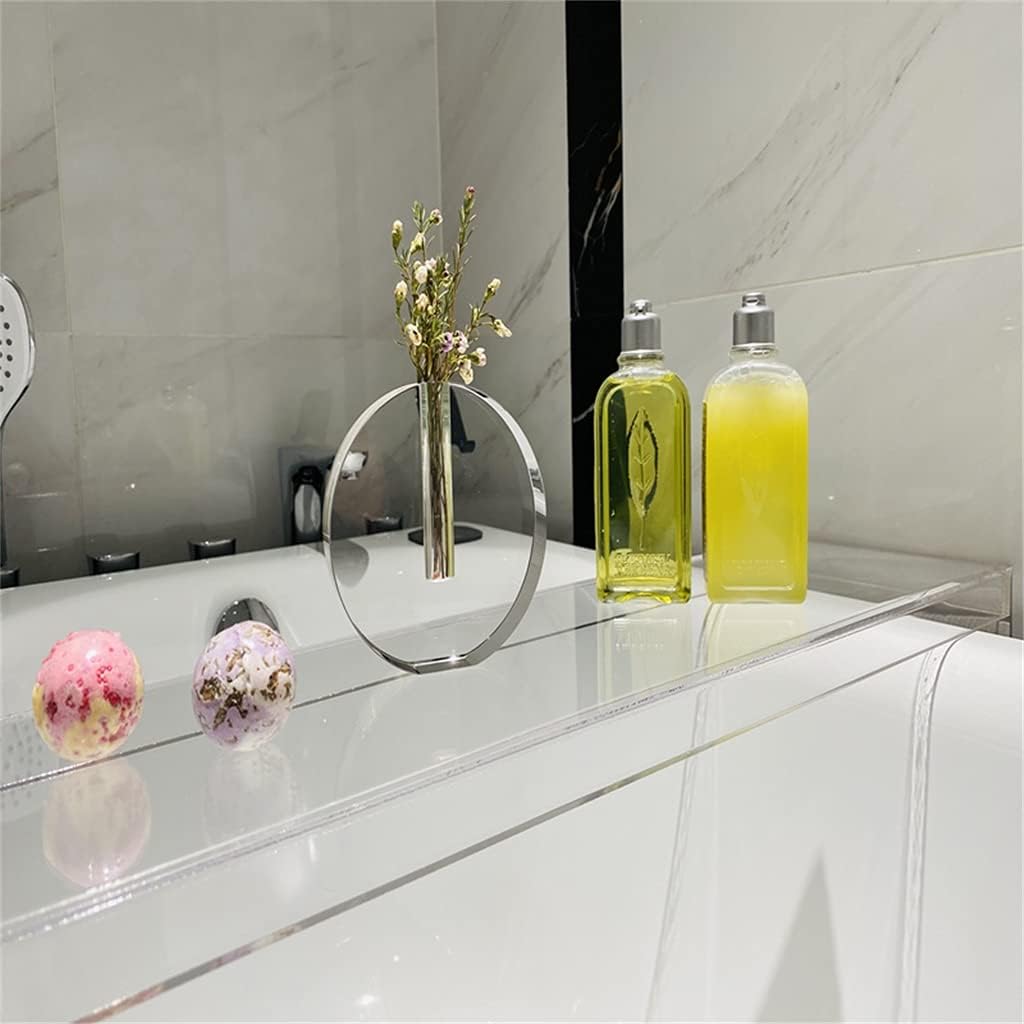 Household Transparent Acrylic Bathtub Rack Multifunctional Bathtub Tray Decorative Partition Rack Hotel Bath Rack(L)