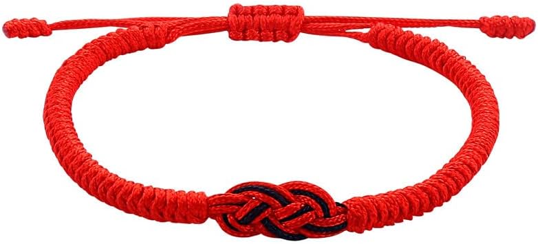 Red String of Fate Couple Bracelet Matching Protection Long Distance Good Luck Bangle Bracelet for Him Her Relationships Valentines Day Gifts Adjustable Strand Bracelets for Boyfriend Girlfriend-black red - Image 4