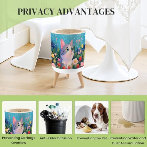 Caneca de basura redonda con tapa y piernas 7L miniatura 4