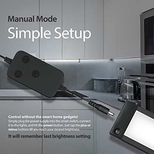 Image of EShine 1 Pack 20 inch Black Smart Dimmable LED Under Cabinet Lighting Kit Compatible with Alexa, Google - Light Color Cool White (6000K)