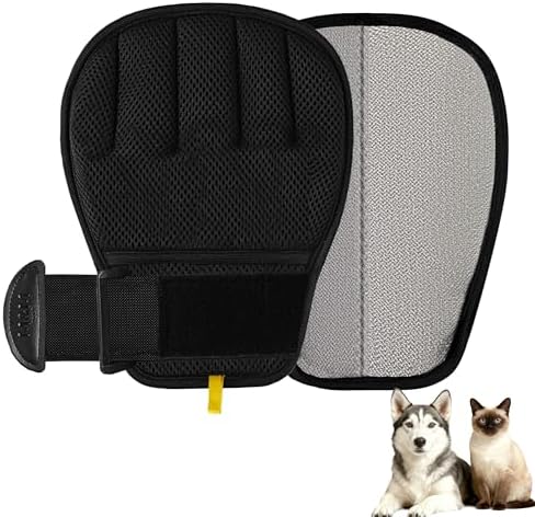 Pet Hair Remover Glove for Cats & Dogs, Patented Adjustable Strap, Reusable Five-Finger Grooming Glove, Non-Slip Fit, Removes Pet Hair from Couch, Carpet, Laundry & Car Seat