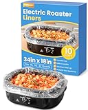 Electric Roaster Liners 34 x 18 Inch, 10 Count Disposable Roaster Oven Bags, Heat-Resistant Liners Fit 16, 18, 22 Quart Roasters for Quick & Easy Cleanup