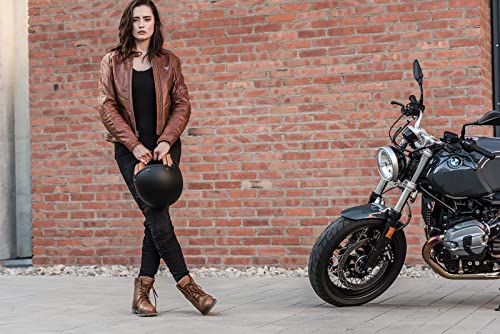 SHIMA THOMSON Motorradsteifel Herren - Verstärkte Leder Motorradschuhe mit Seitlichem Reißverschluss Knöchelstütze Anti Rutsch Sohle (Braun 43)