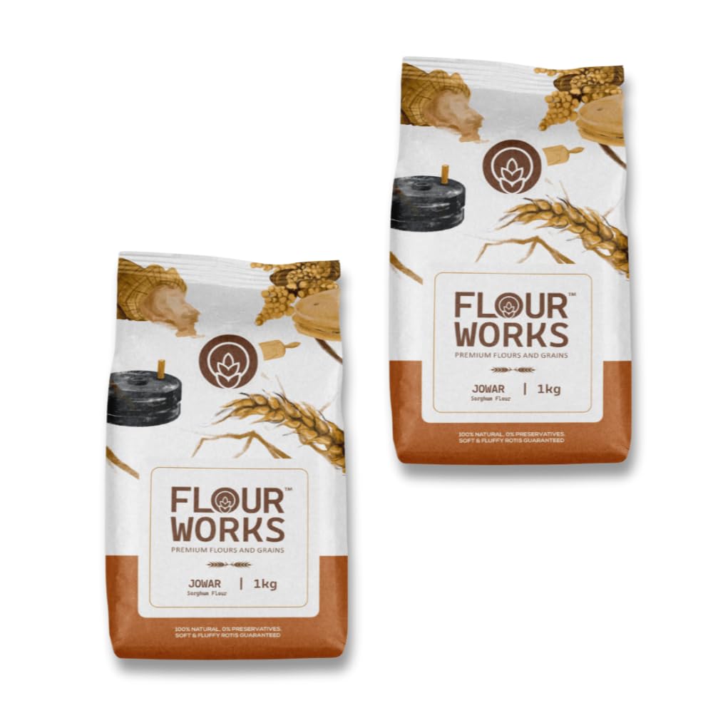 FlourWorks Jowar Sorghum Millet Flour, 2kg (2 Packs of 1kg) | Traditional Stone Ground Atta | Solapuri Jowar | Natural Gluten Free Flour (B0CDS34Z4B) Amazon Price History, Amazon Price Tracker
