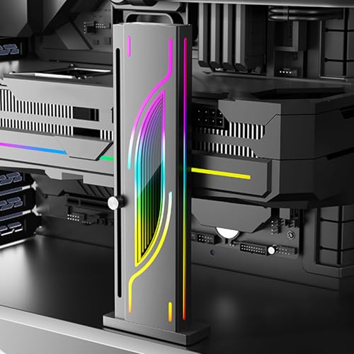 Acouto Soporte de GPU RGB de Soporte de Tarjeta Gráfica para PC de 3 Pines y 5 V de Hundimiento con Base Magnética de de GPU ARGB Vertical de Luz Blanca Sincronización RGB (BLACK) - imagen 4
