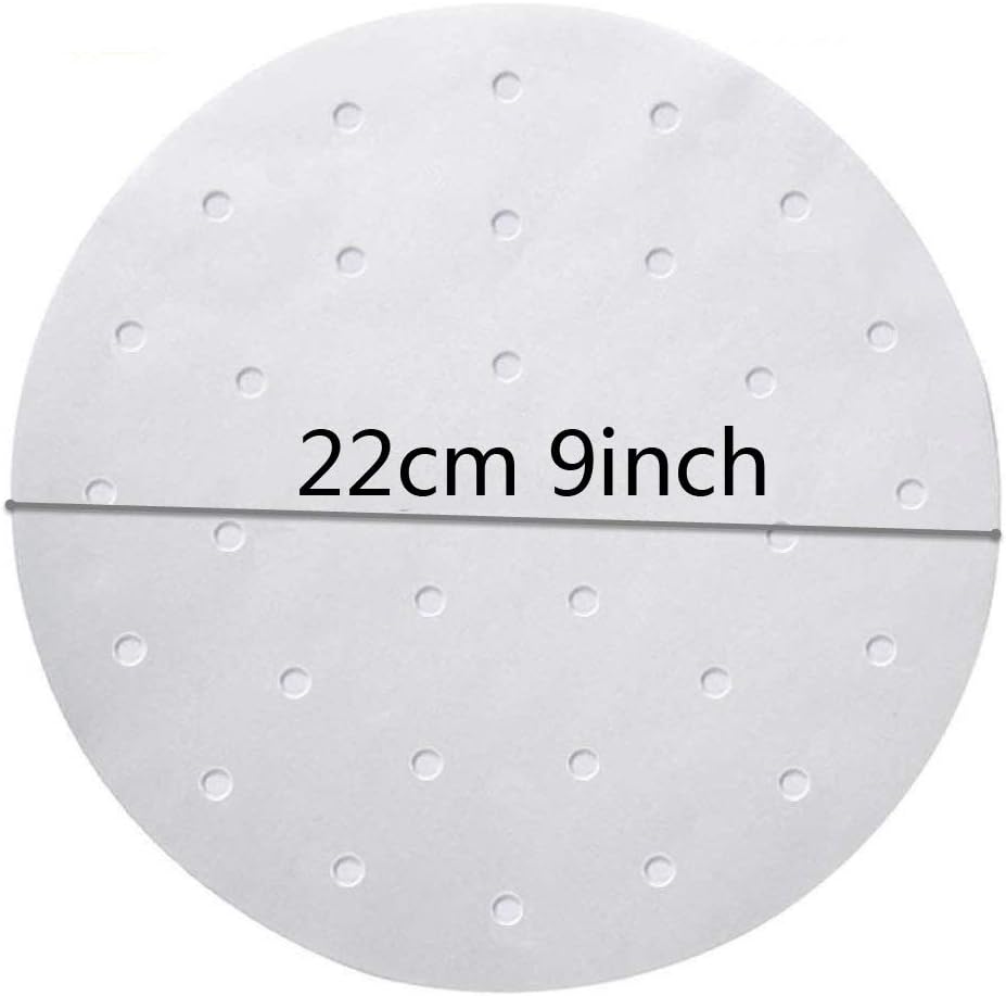 Gaone Air Fryer Accessories Air Fryer Liners Premium Perforated Parchment Round Bamboo Steamer Paper Liners Non-Stick Steamer Mat for Baking Cooking,9in 800 pcs