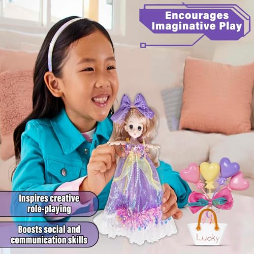 Image of WISHKEY Doll Set for Girls with Accessories, Stylish Doll with Long Hair & Flexible Joints, Cute Doll with Pretty Hair Clips, Pretend Play Toy for Kids, Ideal for Ages 3+ (Pack of 1, Multicolor)