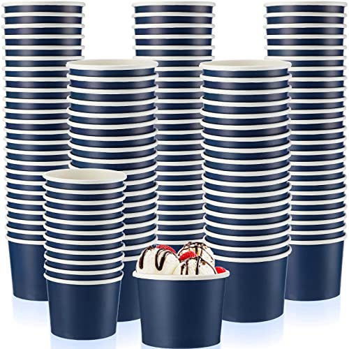Image of Didaey 100 Pcs Paper Ice Cream Bowls Disposable Dessert Cups Yogurt Sundae Containers Disposable Yogurt Dessert Bowls for Food, Party Supply, Soup, Ice Cream, Blue(8 oz)