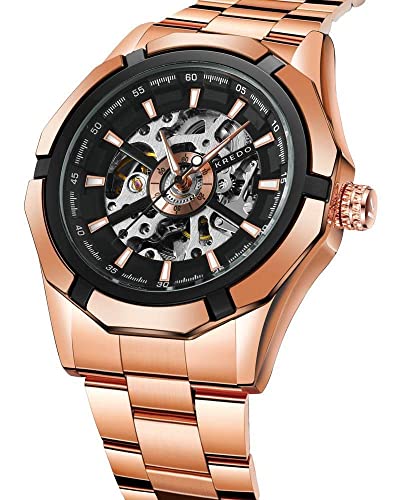 Kredo Men Performante Rose Gold Automatic Skeleton Analogue Self-Winding Watch - Image 5