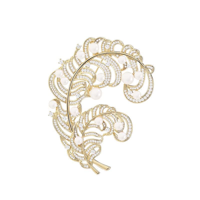 Image of Pearl Flower Brooch and Pins for Women Large Gold Luxury Elegant Pin Christmas Gift Jewelry