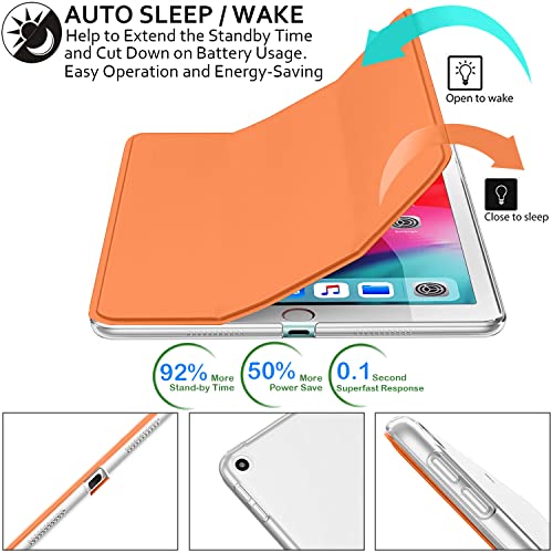 Image of DuraSafe Cases for iPad mini 5 Gen 2019 7.9 Inch [ Mini 5th Gen ] A2133 A2124 A2126 MUQY2HN /A MUQW2HN /A MUQX2HN /A MUU62HN /A MUU32HN /A MUU52HN /AiPad Cover with Translucent Frosted Hard Back - Orange