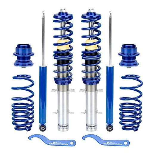maXpeedingrods Coilovers for VW Golf MK4 FWD 1997-2007, for VW Jetta MK4 1999-2005, for VW New Beetle FWD 1998-2010, Height Adjustable Coilovers Suspension Kit Struts, Lowering Kit Blue