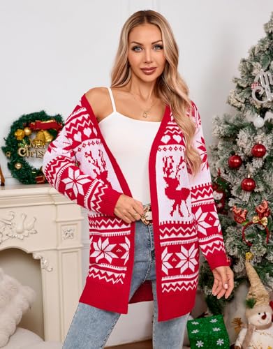 Image of Alsol Lamesa Women's Long Sleeve Heart Cardigan Sweaters V Neck Open Front Knit Coat