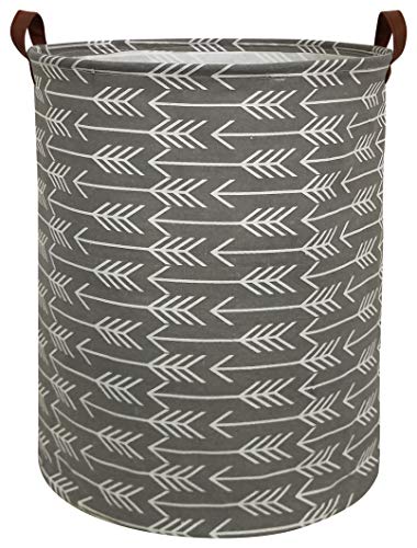 Image of HIYAGON Large Storage Baskets,Waterproof Laundry Baskets,Collapsible Canvas Basket for Storage Bin for Kids Room,Toy Organizer,Home Decor,Baby Hamper(Grey Arrows)
