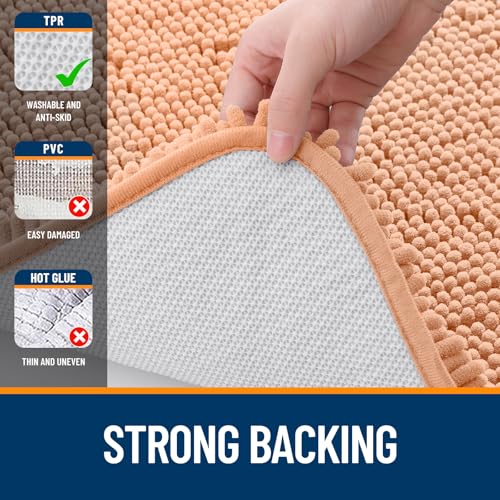 Image of OLANLY Large Bathroom Rugs 70x46, Extra Soft Absorbent Chenille Bath Rugs, Rubber Backing Quick Dry, Machine Washable Bath Mats for Bathroom Floor, Tub and Shower, Home Decor Accessories, Peach