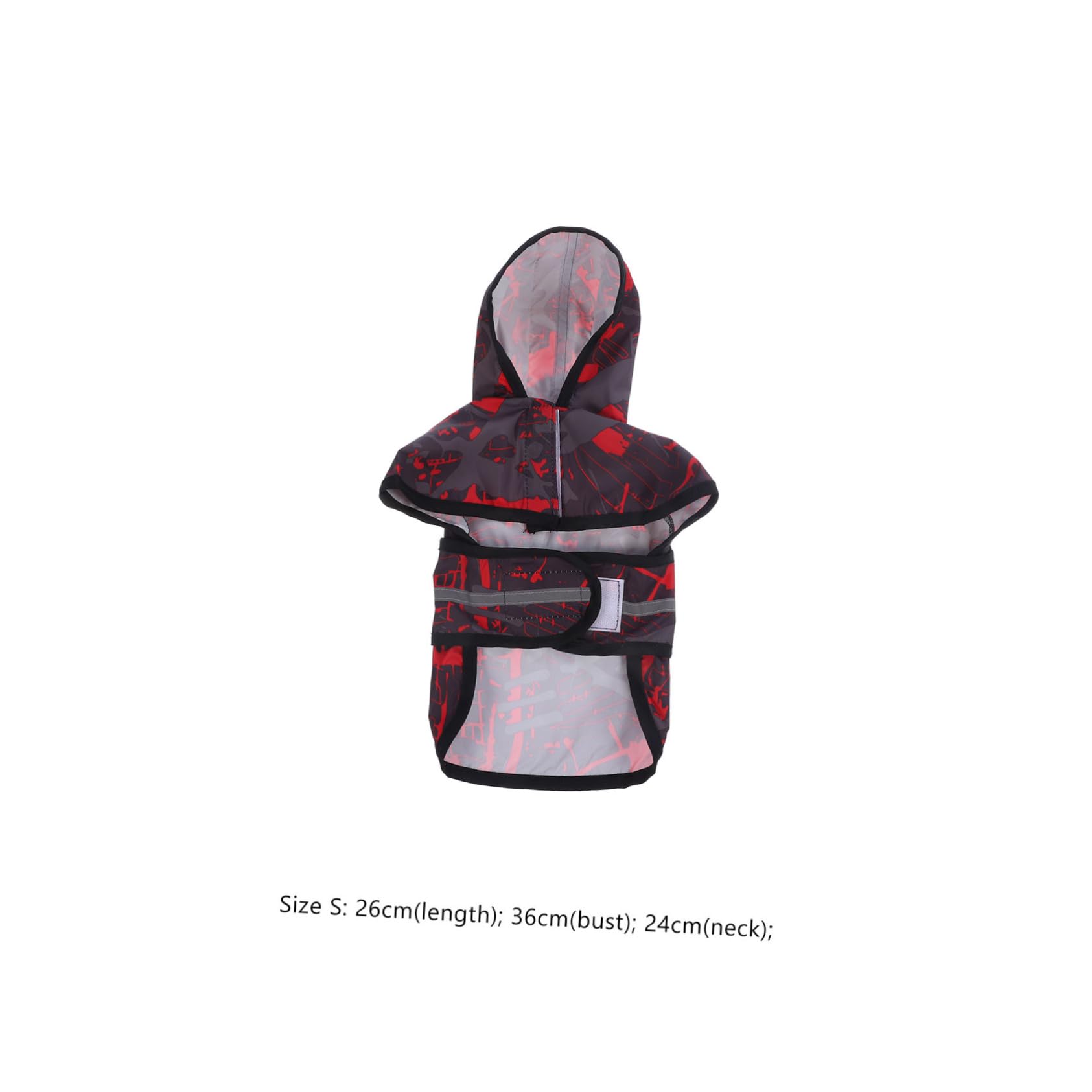 FONDOTIN Portable Dog Raincoat Pet Hooded Rain Jacket with Reflective Design for Small Dogs for Outdoor Walking and Running Black and Red S