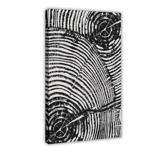Poster anneaux d'arbre noir et blanc en toile minimalist 50x75 cm