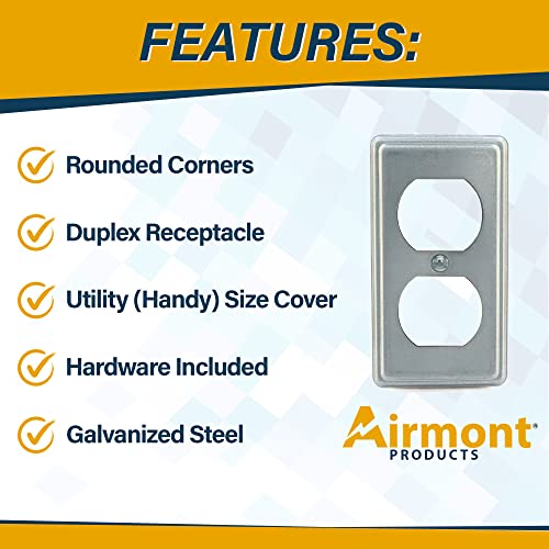 (Pack Of Box And Cover) 4X2 Inch Utility Electrical Box, Outlet Box, Duplex Receptacle Cover, Drawn Construction, Ten 1/2 Inch Knockouts, Raised Ground, 1-7/8" Deep, 13 Cu. In. Capacity, Galvanized Steel #TOP3