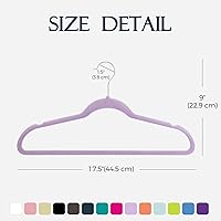 Vista 7 de HOUSE DAY Lt-Purple - Paquete de 60 perchas de terciopelo antideslizantes, perchas de fieltro resistentes para abrigos, perchas delgadas de alta