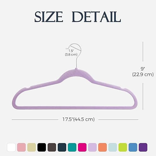 Miniatura 7 de HOUSE DAY Paquete de 60 perchas de terciopelo morado, perchas de fieltro antideslizantes de primera calidad, perchas moradas resistentes para