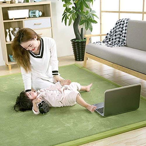 Coral Velvet Area Rugs Play Mat Carpet Crawling Mat for Nursery Baby Toddler Children Kids Room ,Yoga Mat Exercise Pads (Light Green, 6.6 ft x 8 ft) 5 51fEansP9cL. AC