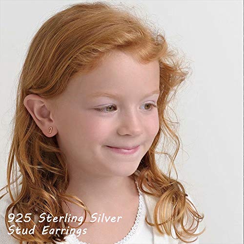 Sterling Silver Stud Earrings For Women Girls, 925 Sterling Silver Gold Stud Earrings Letter S Initial Hypoallergenic Earrings For Women Sensitive Ears, Toddler Kids Initial Earrings For Girl Jewelry #TOP4