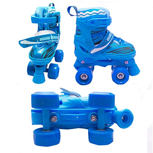 Patins Infantil Roller 4 Rodas + Capacete Proteção Ajustável Azul - S - 29 AO 32