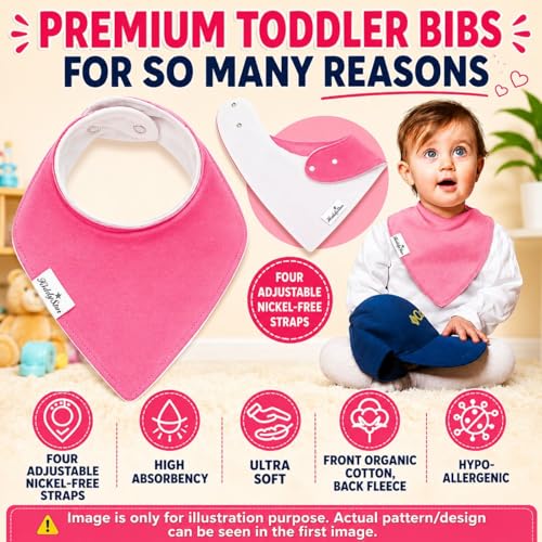 Image of KiddyStar Baby Bibs | Multi-Pack Organic Cotton Bandana Drool Bibs, Soft Absorbent Adjustable Bibs for Boys & Girls