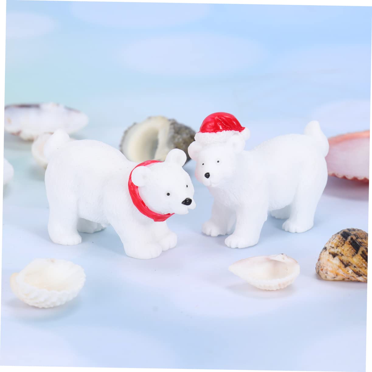 Zerodeko 6pezzi Orso Polare Natale in Miniatura Decorazioni Natalizie in Ornamento Natalizio per Micro-paesaggio Decorazione da Scrivania per Casa Ufficio Stili multipli