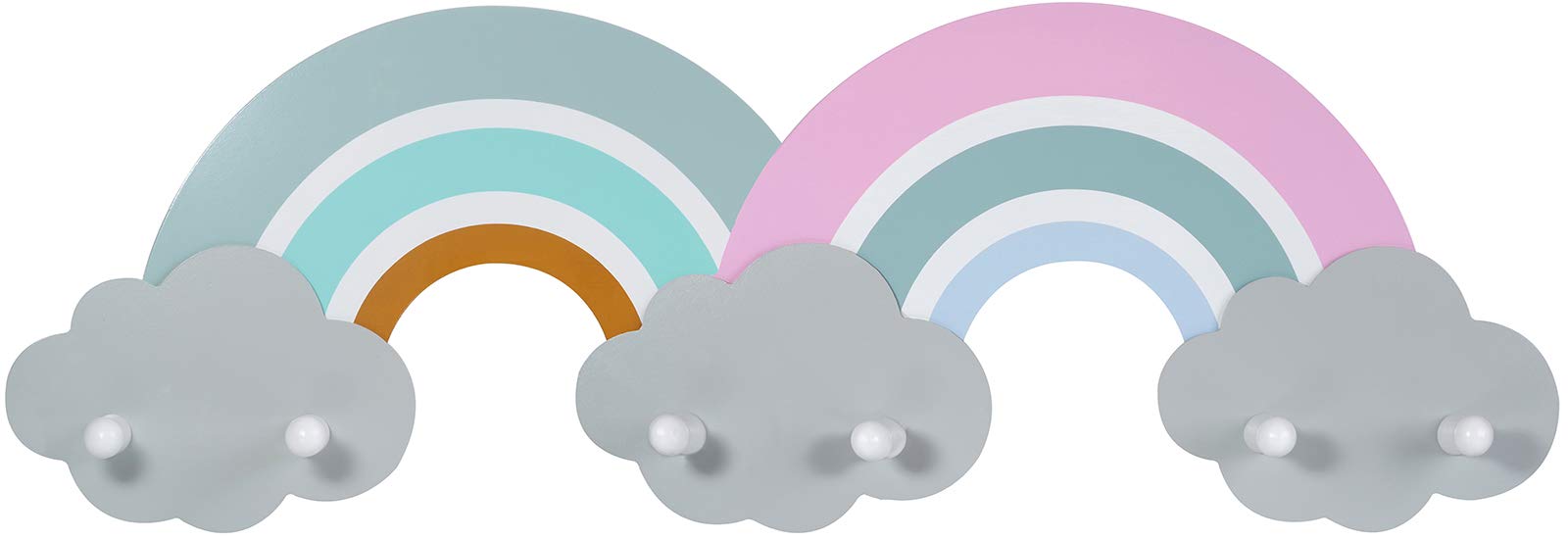 Kindsgut Appendiabito da Parete in Legno per Bambini, 4 Appendini, Multicolore, Finn