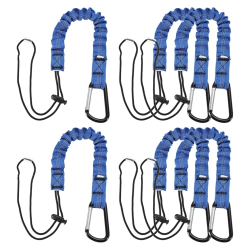 Image of MECCANIXITY Retractable Tool Lanyard 2ft with Single Aluminum Buckle and Adjustable Loop End, Maximum Weight Limit 10KG / 22lb, Safety Fall Protection Tools Leash, Blue 6 Pack