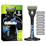 Gillette Labs mit Reinigungselement UEFA Champions League Special Edition, Rasierer für Männer, 1 Handstück - 8 Ersatzklinge, mit magnetischem Dock
