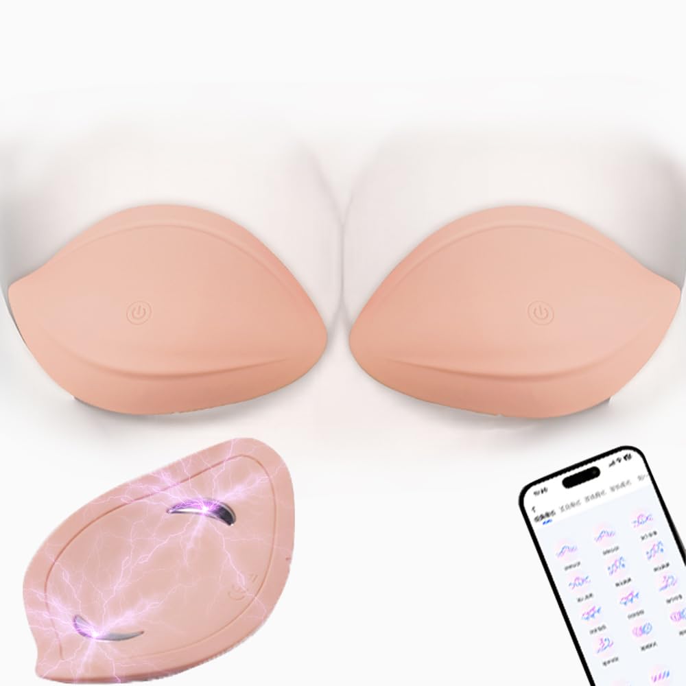 Elektro Shock Bruststimulatoren Nippel Brust Vibration Massagegerät mit 10 Vibrationsmodi & 3 Sexuelle Elektrostimulation Modus, SM Heizung Brustvergrößerung Vibrator Sexspielzeug für Frauen