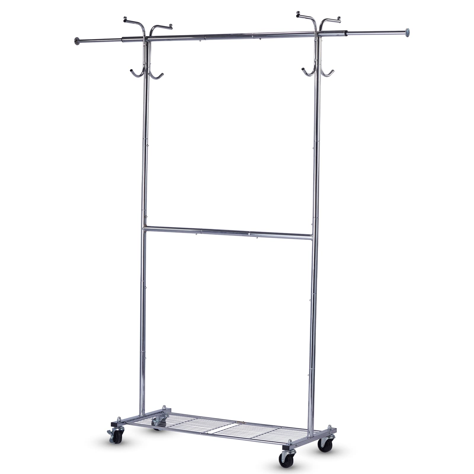 HOUSE AGAIN Double Rod Clothing Rack with Extra Height, 76” H x 66" L