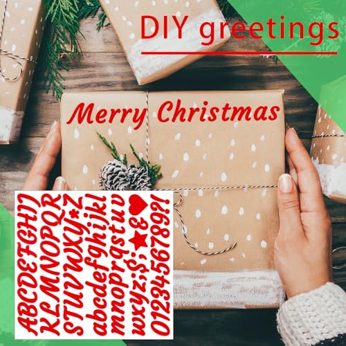 Image of 730 Pieces 10 Sheets Letter Stickers,Self Adhesive Waterproof Mailbox Numbers Stickers,Alphabet Decals for DIY,Bulletin Board,Window,Door,Sign,Bike,Car,Laptop,Scrapbook (Red, 1 Inch)