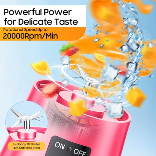 Image of Cordless Portable Personal Size Blender - Mini Blender Make Smoothies and Shakes, 380Ml BPA Free Travel Cup, Powerful Blending Suit in Office /Home /Gym