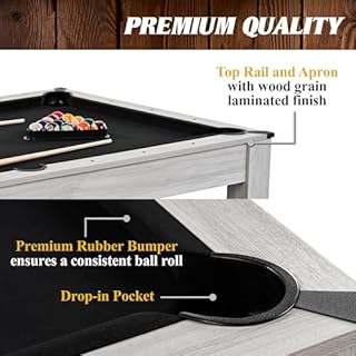 Barrington Billiards Monteray 7’ Drop Pocket Pool Table, 3-in-1 Dining Top & Table Tennis with Game Accessories & Rolling Storage Caddy, Perfect for Family Game Rooms