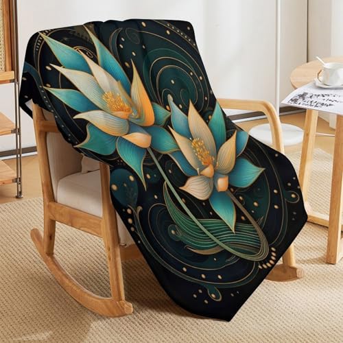 Manta para sofa de forro polar calida y mullida con flores 5