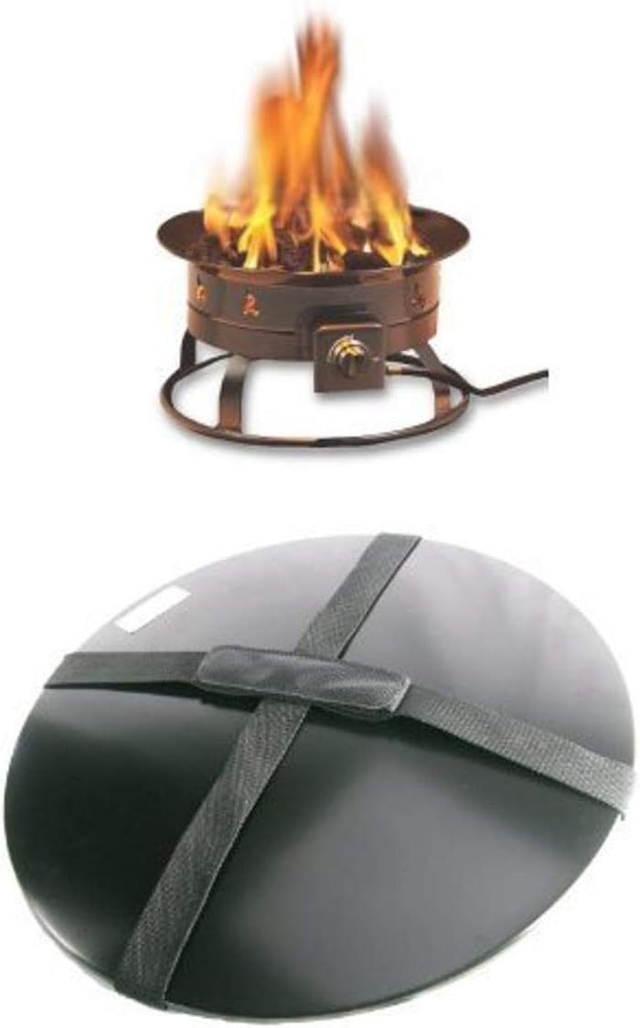 Heininger 58,000 BTU Portable Propane Outdoor Fire Pit and Cover with Carrying Handle