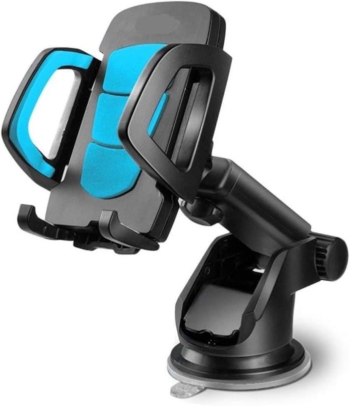 LilBit Car Phone Mount, Universal Long Arm Windshield Mobile Phone Cradle with Suction Cup for 3.5-6.5 inch Smartphone GPS, Black and Blue